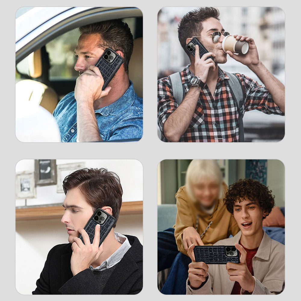 Wiwu Croco Pattern Calfskin iPhone 13 Mini Orjinal Deri Telefon Kılıfı