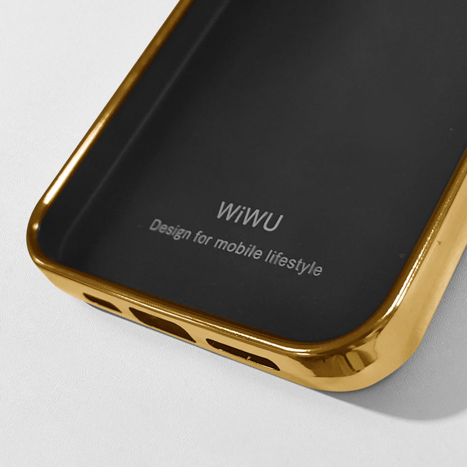 Wiwu Genuine iPhone 13 Mini Leather Gold Calfskin Orjinal Deri Telefon Kılıfı
