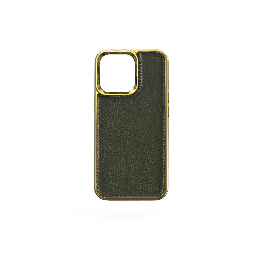 Wiwu Genuine iPhone 13 Mini Leather Gold Calfskin Orjinal Deri Telefon Kılıfı