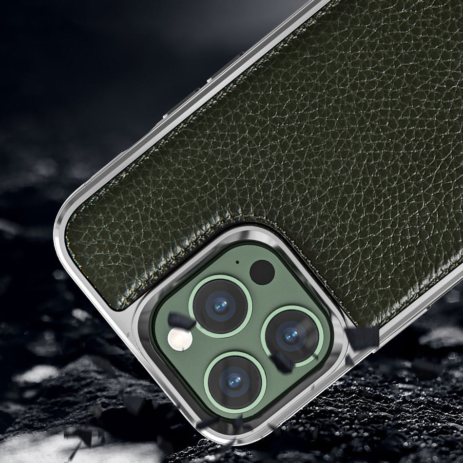 Wiwu Genuine iPhone 13 Mini Leather Silver Calfskin Orjinal Deri Telefon Kılıfı