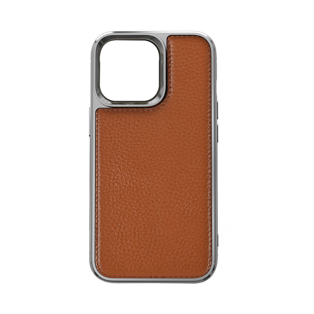 Wiwu Genuine iPhone 13 Mini Leather Silver Calfskin Orjinal Deri Telefon Kılıfı