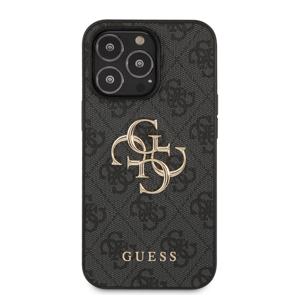 Guess iPhone 13 Pro Orjinal Lisanslı PU Deri 4G Desenli Metal Büyük ve 4G Logolu Telefon Kılıfı