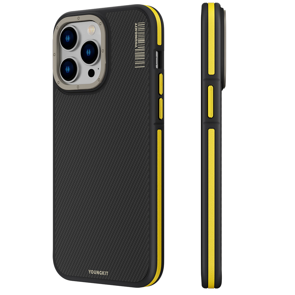 YoungKit 600D iPhone 13 Pro Kılıf M-safe Şarj Özellikli Kevlar Kılıf