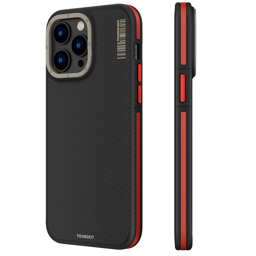 YoungKit 600D iPhone 13 Pro Kılıf M-safe Şarj Özellikli Kevlar Kılıf