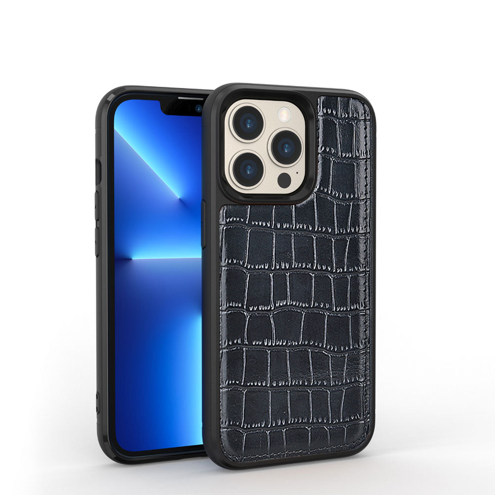 Wiwu Croco Pattern Calfskin iPhone 13 Pro Orjinal Deri Telefon Kılıfı