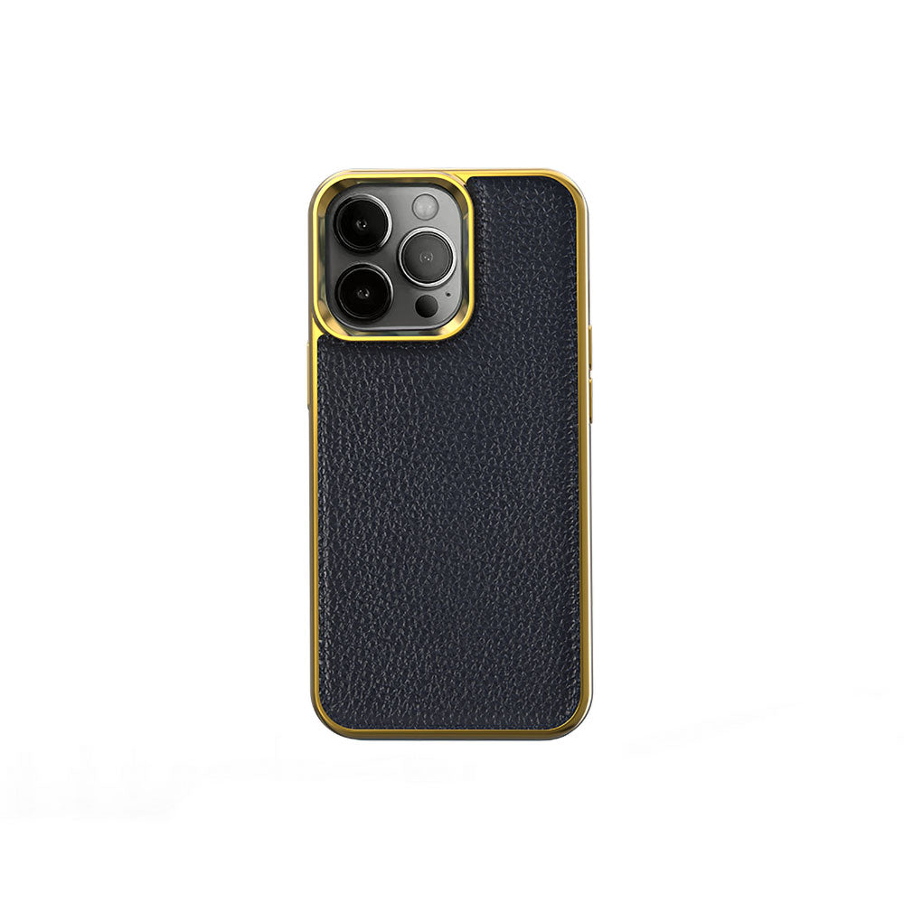 Wiwu Genuine iPhone 13 Pro Leather Gold Calfskin Orjinal Deri Telefon Kılıfı