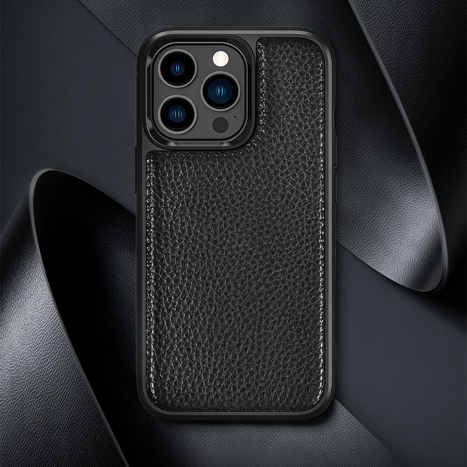 Wiwu Genuine Leather iPhone 13 Pro Plastic Calfskin Orjinal Deri Telefon Kılıfı