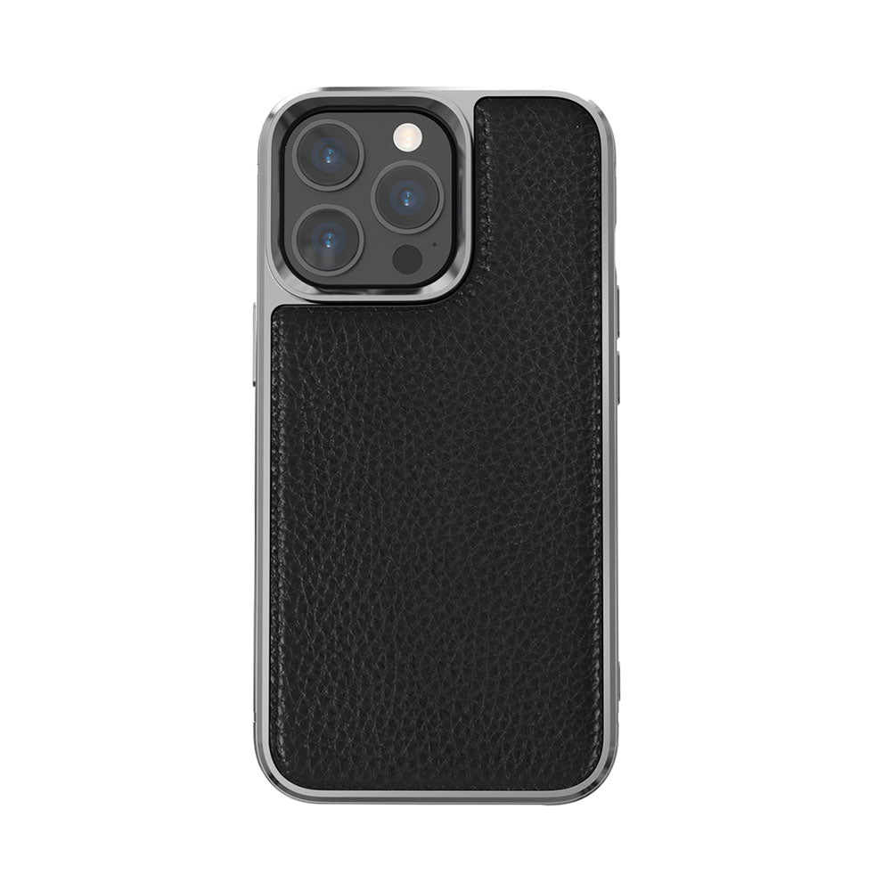 Wiwu Genuine iPhone 13 Pro Leather Silver Calfskin Orjinal Deri Telefon Kılıfı