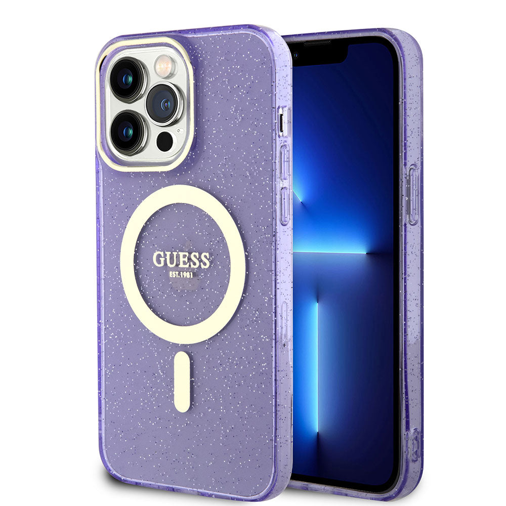 Guess iPhone 13 Pro Max Magsafe Şarj Özellikli Glitter Telefon Kılıfı