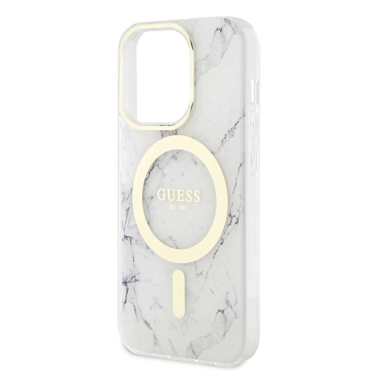 Guess iPhone 13 Pro Max Magsafe Şarj Özellikli Mermer Desenli Telefon Kılıfı