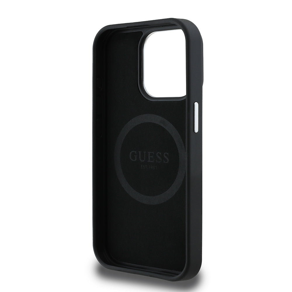 Guess iPhone 13 Pro Max Orjinal Lisanslı Magsafe Grained Triangle Kılıf