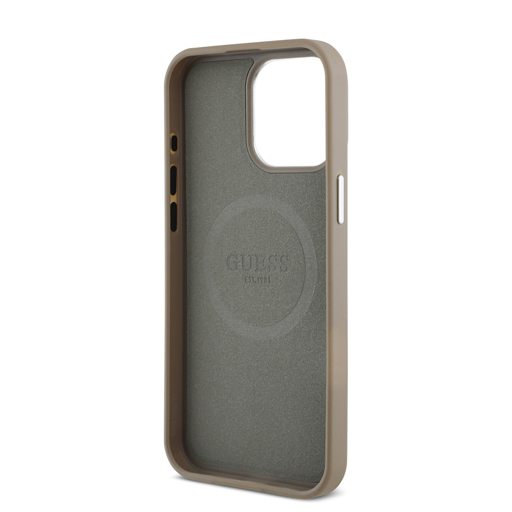 Guess iPhone 13 Pro Max Orjinal Lisanslı Magsafe Grained Triangle Kılıf