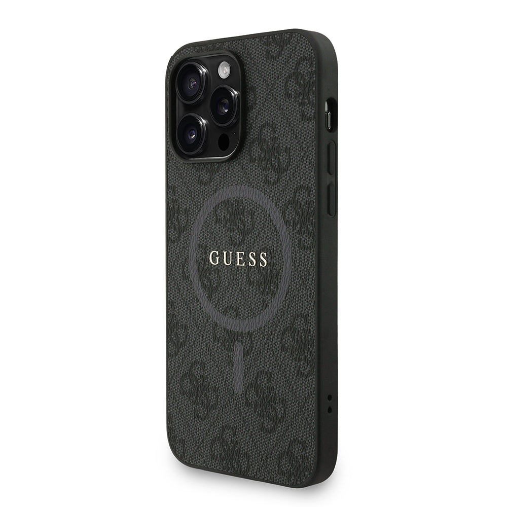 Guess iPhone 13 Pro Max Orjinal Lisanslı Magsafe PU Deri Bilek Askı İpli Yazı Logolu Telefon Kılıfı