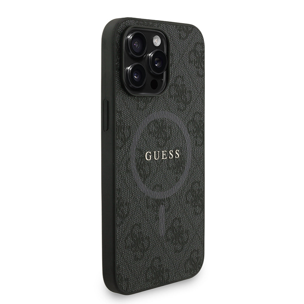 Guess iPhone 13 Pro Max Orjinal Lisanslı Magsafe PU Deri Bilek Askı İpli Yazı Logolu Telefon Kılıfı