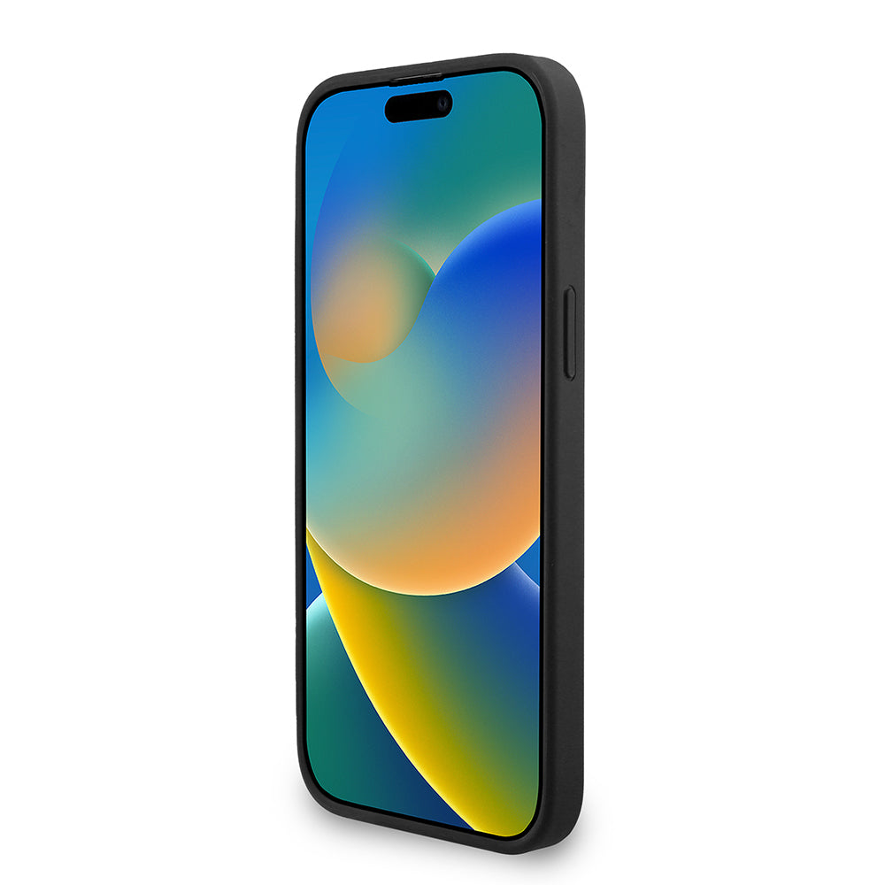 Guess iPhone 13 Pro Max Orjinal Lisanslı Magsafe PU Deri Bilek Askı İpli Yazı Logolu Telefon Kılıfı