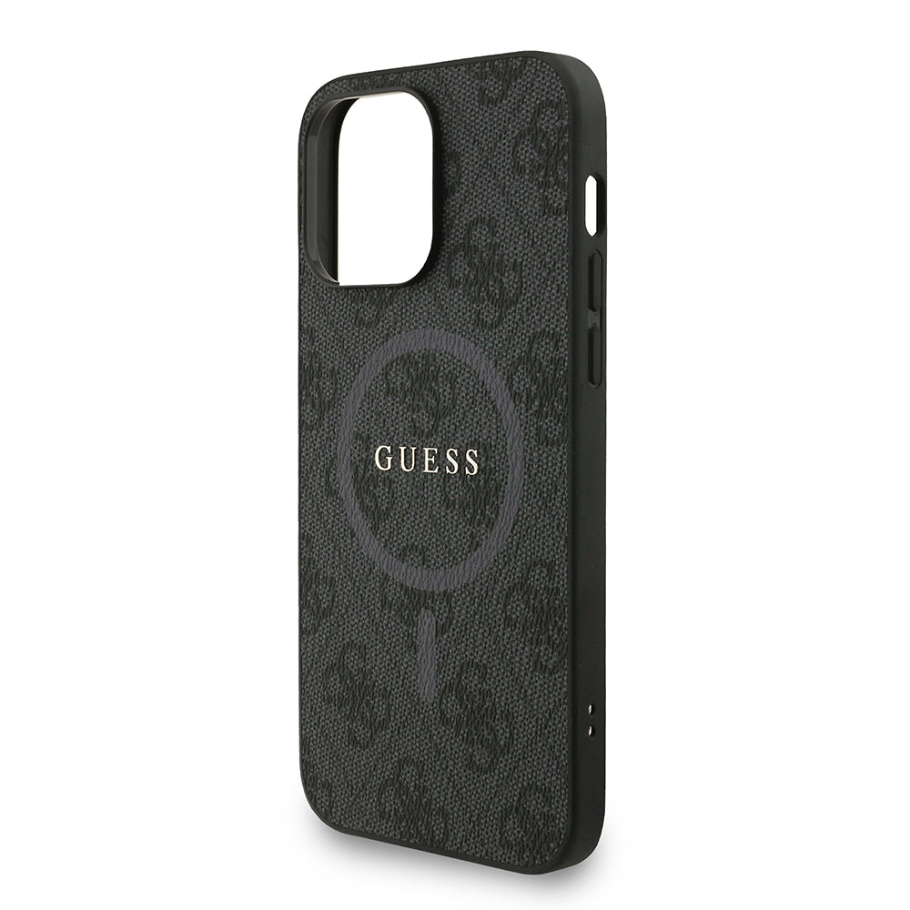 Guess iPhone 13 Pro Max Orjinal Lisanslı Magsafe PU Deri Bilek Askı İpli Yazı Logolu Telefon Kılıfı