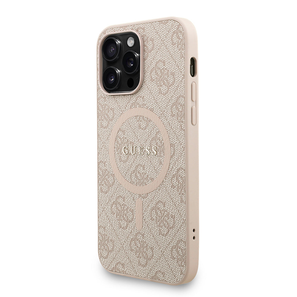 Guess iPhone 13 Pro Max Orjinal Lisanslı Magsafe PU Deri Bilek Askı İpli Yazı Logolu Telefon Kılıfı