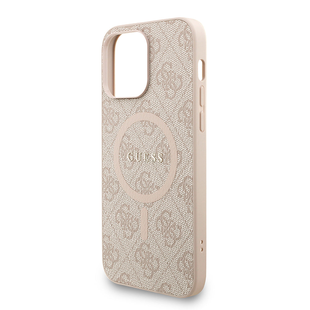 Guess iPhone 13 Pro Max Orjinal Lisanslı Magsafe PU Deri Bilek Askı İpli Yazı Logolu Telefon Kılıfı