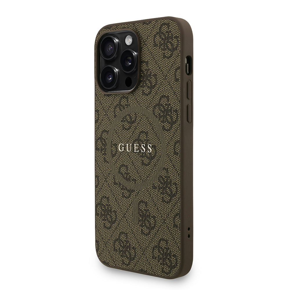 Guess iPhone 13 Pro Max Orjinal Lisanslı Magsafe PU Deri Bilek Askı İpli Yazı Logolu Telefon Kılıfı