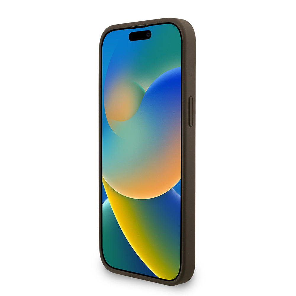Guess iPhone 13 Pro Max Orjinal Lisanslı Magsafe PU Deri Bilek Askı İpli Yazı Logolu Telefon Kılıfı