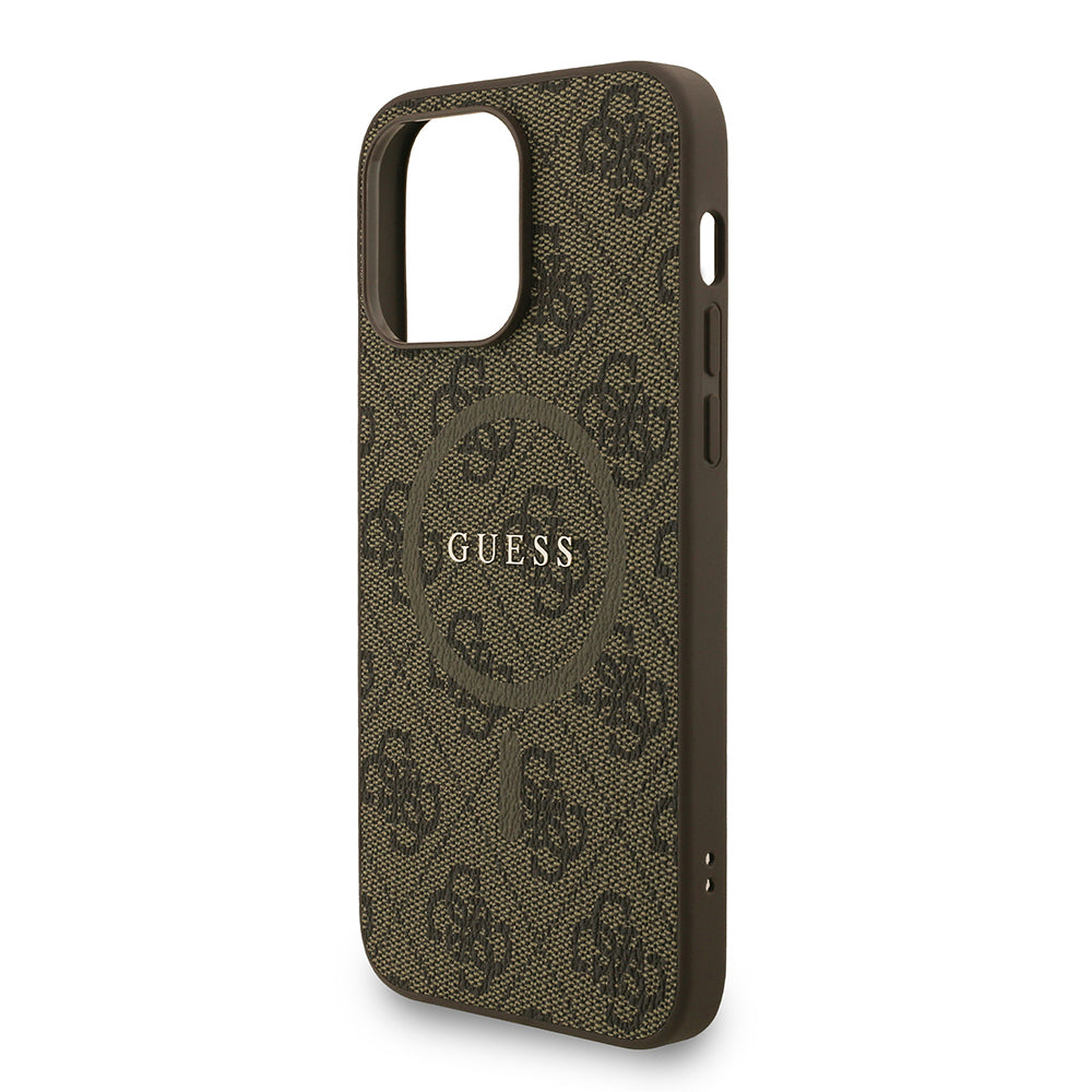 Guess iPhone 13 Pro Max Orjinal Lisanslı Magsafe PU Deri Bilek Askı İpli Yazı Logolu Telefon Kılıfı