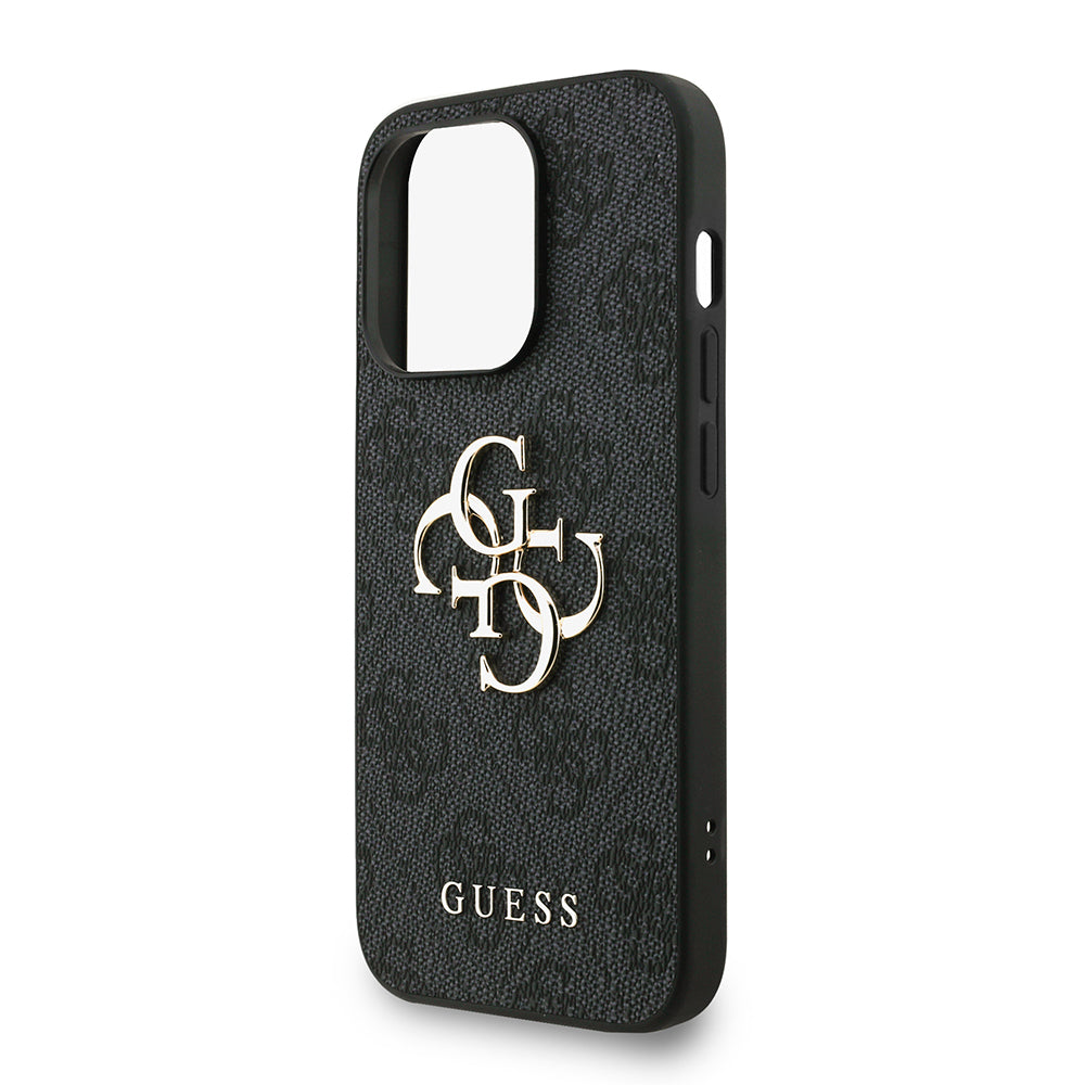 Guess iPhone 13 Pro Max Orjinal Lisanslı PU Deri Bilek Askı İpli Metal Büyük 4G ve Yazı Logolu Kılıf