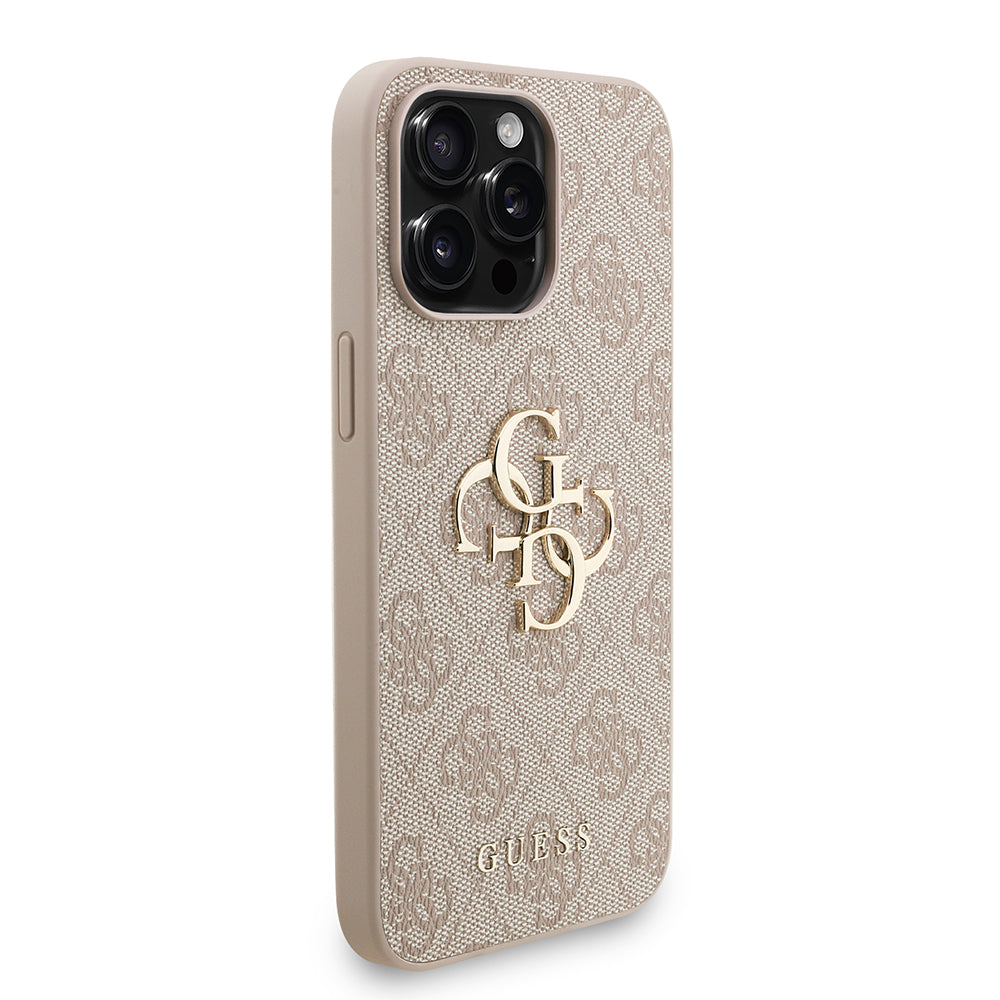 Guess iPhone 13 Pro Max Orjinal Lisanslı PU Deri Bilek Askı İpli Metal Büyük 4G ve Yazı Logolu Kılıf