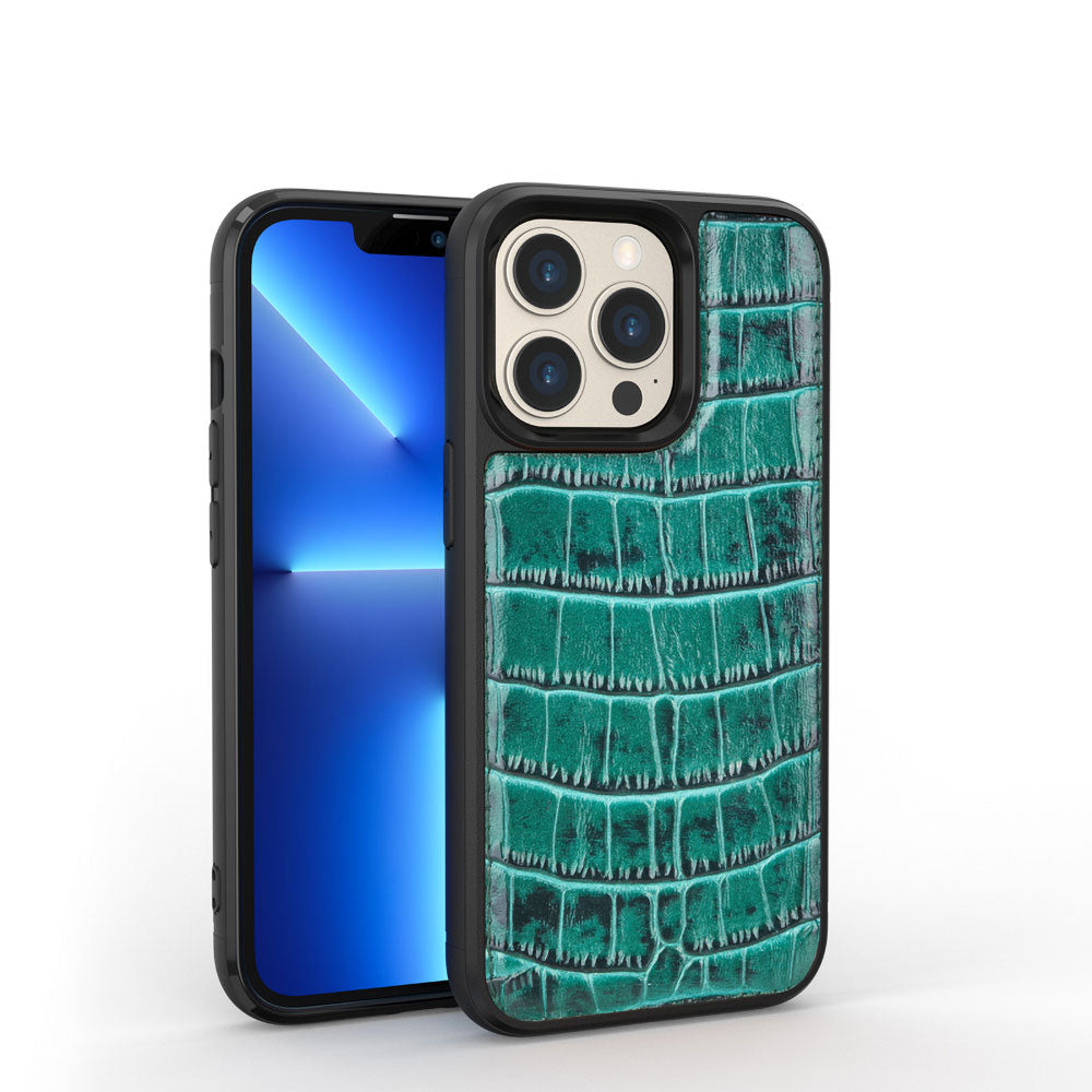Wiwu iPhone 13 Pro Max Croco Pattern Calfskin Orjinal Deri Telefon Kılıfı