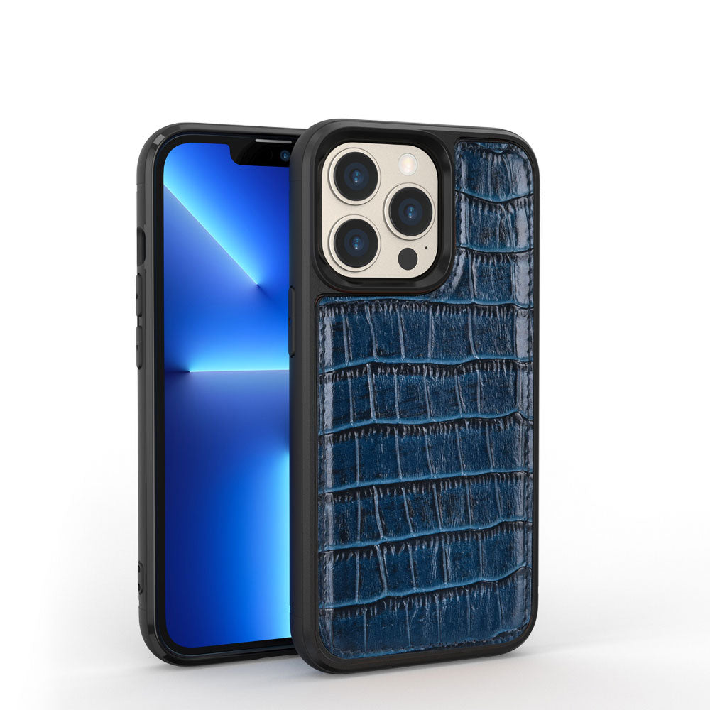 Wiwu iPhone 13 Pro Max Croco Pattern Calfskin Orjinal Deri Telefon Kılıfı