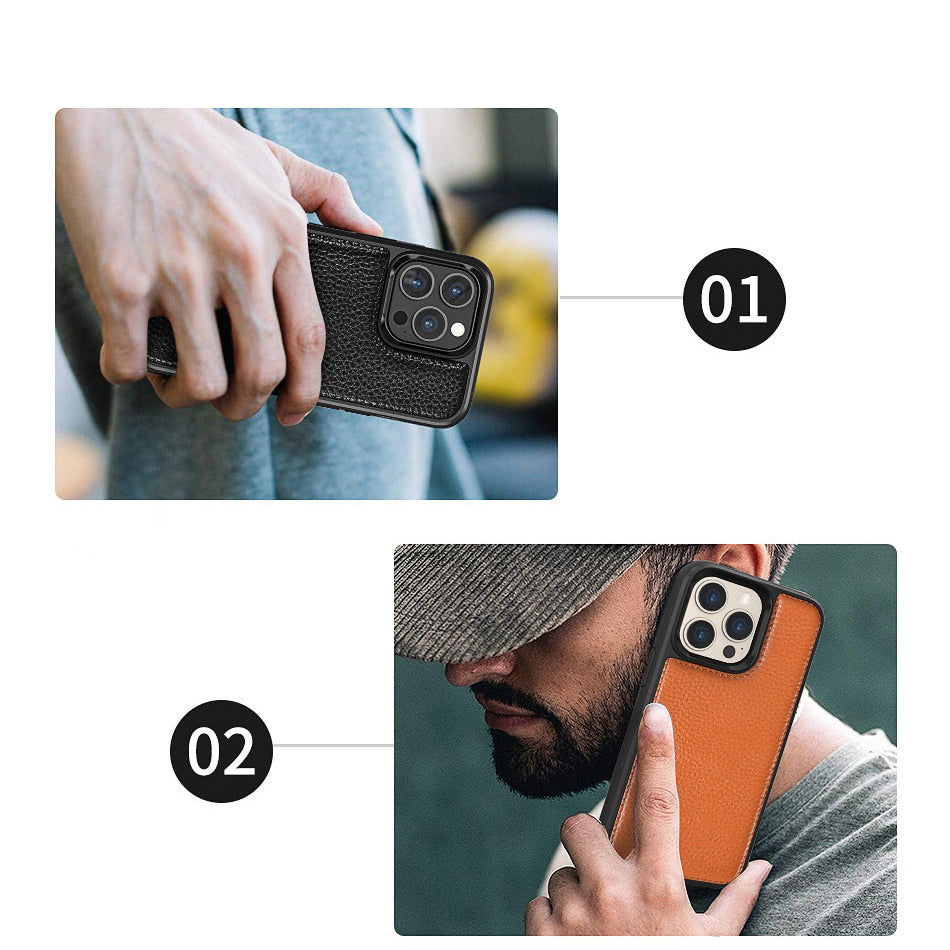 Wiwu Genuine Leather iPhone 13 Pro Max Plastic Calfskin Orjinal Deri Telefon Kılıfı