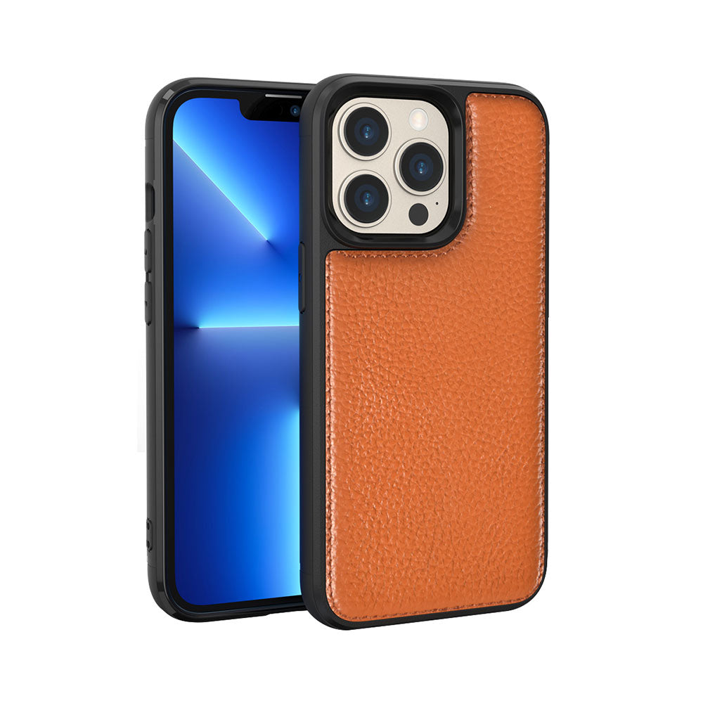 Wiwu Genuine Leather iPhone 13 Pro Max Plastic Calfskin Orjinal Deri Telefon Kılıfı