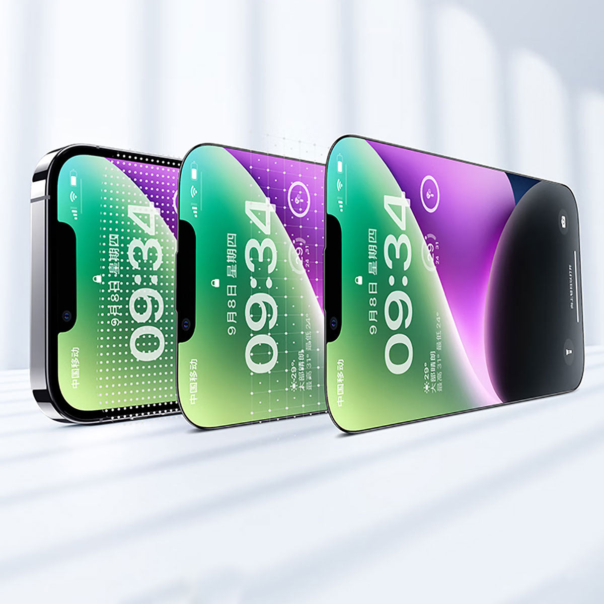 Wiwu CZ-003 iPhone 13 Pro Max Mavi Işık Teknolojili Hidrofobik ve Oleofobik Parlama Önleyici Cam Ekran Koruyucu