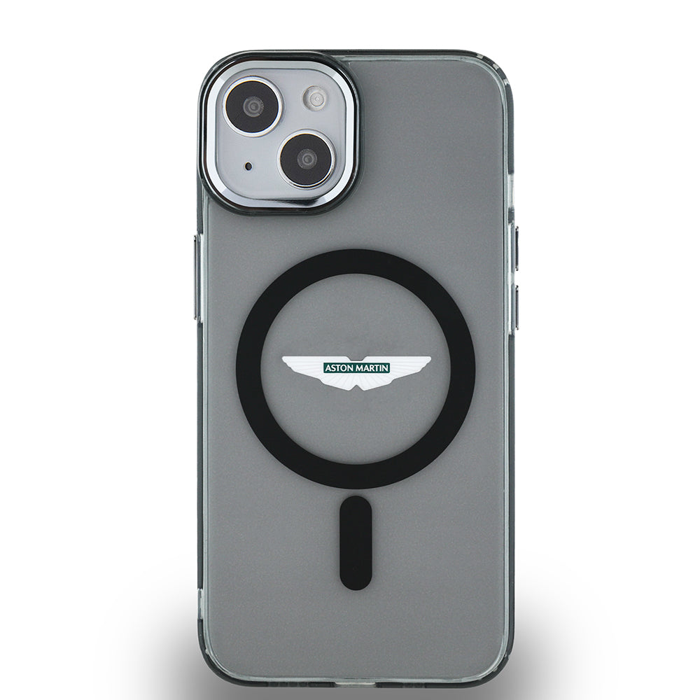 Apple iPhone 14 Aston Martin Orjinal Lisanslı M-safe Şarj Özellikli IML Baskı Logolu Metal Düğmeli Kılıf