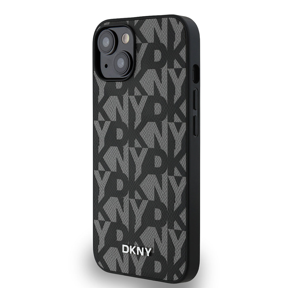 DKNY iPhone 14 Orjinal Lisanslı M-safe Şarj Özellikli 3D Yazılı Grid Pattern Kılıf