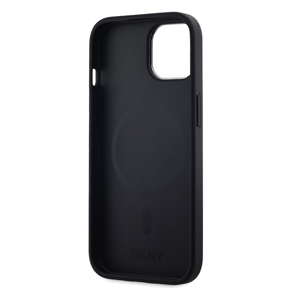 DKNY iPhone 14 Orjinal Lisanslı M-safe Şarj Özellikli 3D Yazılı Grid Pattern Kılıf