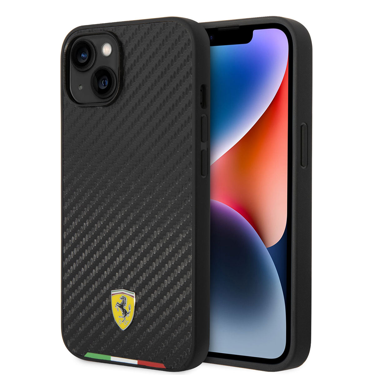 Ferrari iPhone 14 M-safe Şarj Özellikli Karbon İtalyan Bayrak Dizayn Kılıf