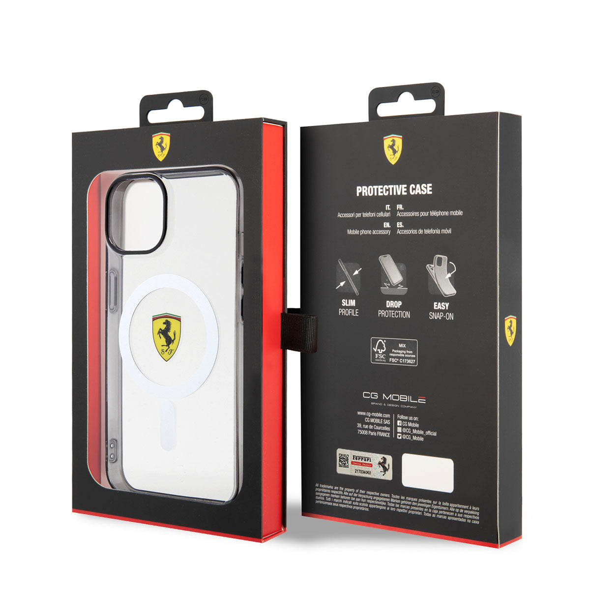 Ferrari iPhone 14 M-safe Şarj Özellikli Transparan Dizayn Kılıf