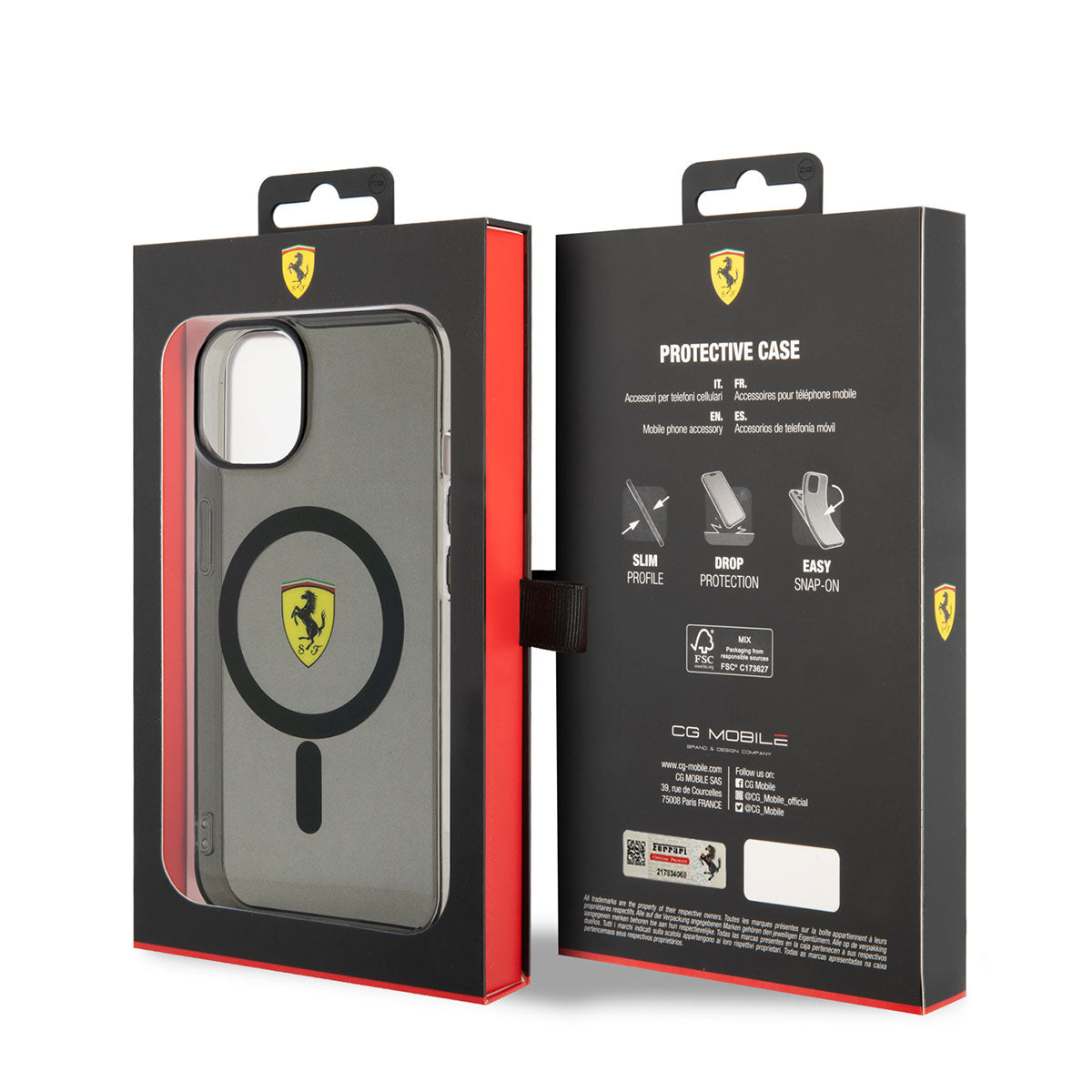Ferrari iPhone 14 M-safe Şarj Özellikli Yarı Transparan Dizayn Kılıf