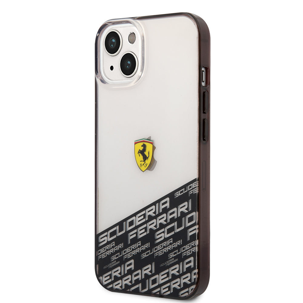 Ferrari iPhone 14 Orjinal Lisanlı Transparan Alt Kısım Baskılı Dizayn Kılıf