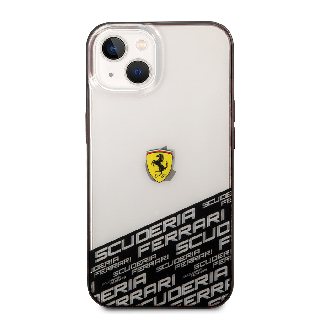 Ferrari iPhone 14 Orjinal Lisanlı Transparan Alt Kısım Baskılı Dizayn Kılıf