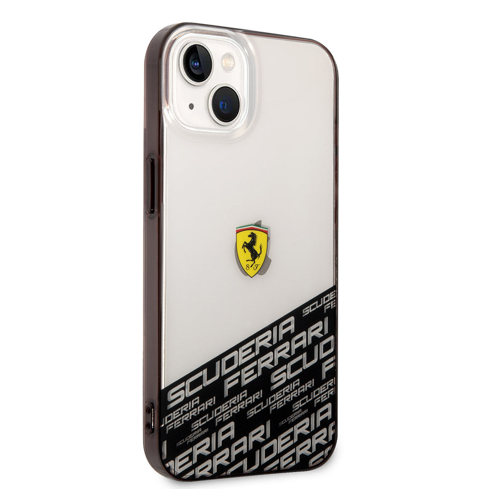 Ferrari iPhone 14 Orjinal Lisanlı Transparan Alt Kısım Baskılı Dizayn Kılıf