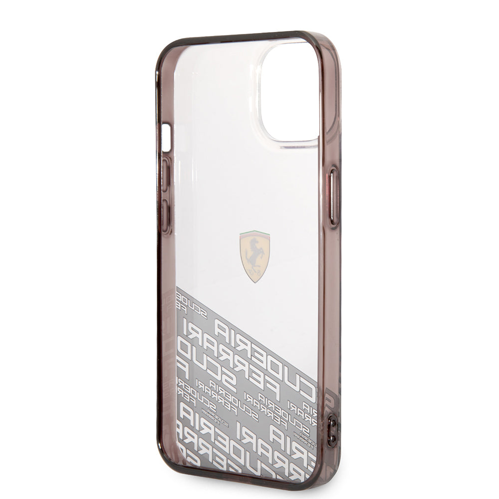 Ferrari iPhone 14 Orjinal Lisanlı Transparan Alt Kısım Baskılı Dizayn Kılıf