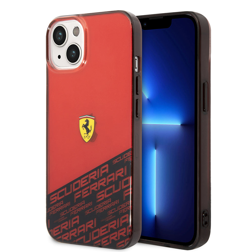 Ferrari iPhone 14 Orjinal Lisanlı Transparan Alt Kısım Baskılı Dizayn Kılıf