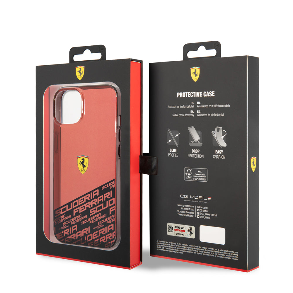 Ferrari iPhone 14 Orjinal Lisanlı Transparan Alt Kısım Baskılı Dizayn Kılıf