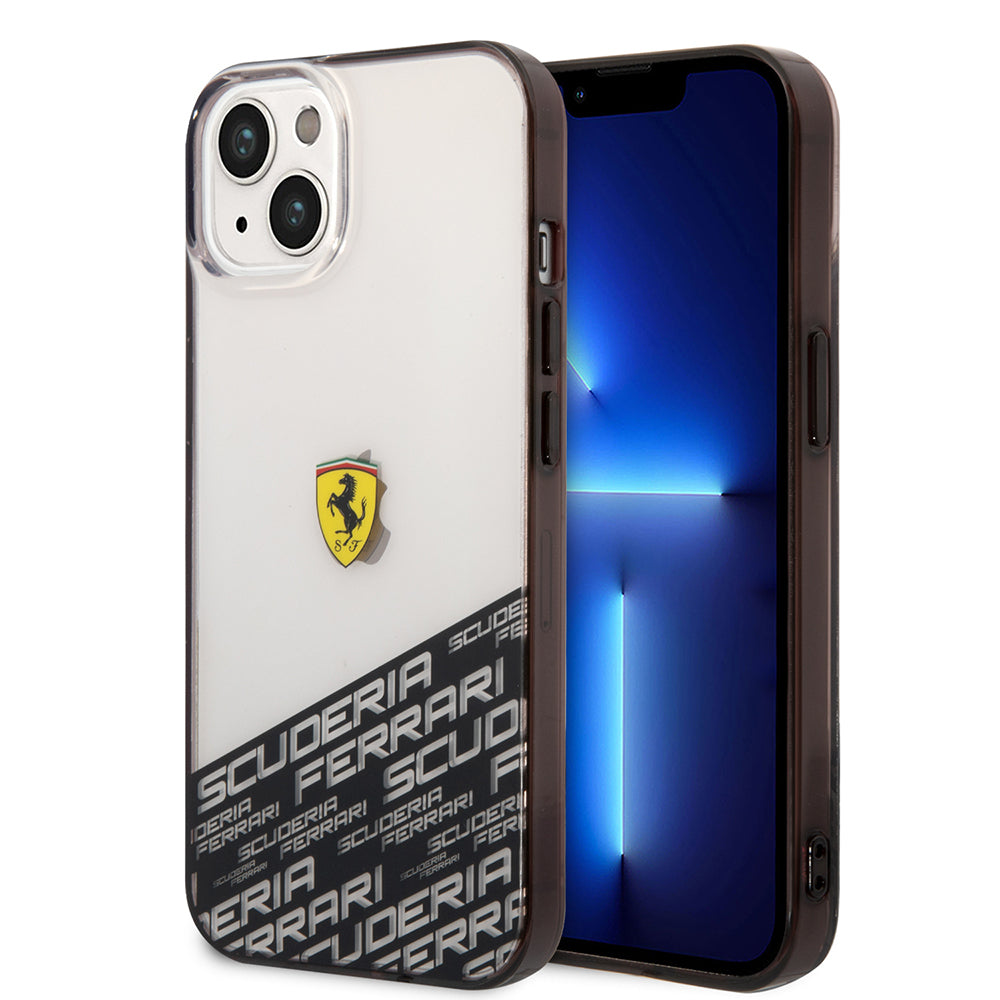 Ferrari iPhone 14 Orjinal Lisanlı Transparan Alt Kısım Baskılı Dizayn Kılıf