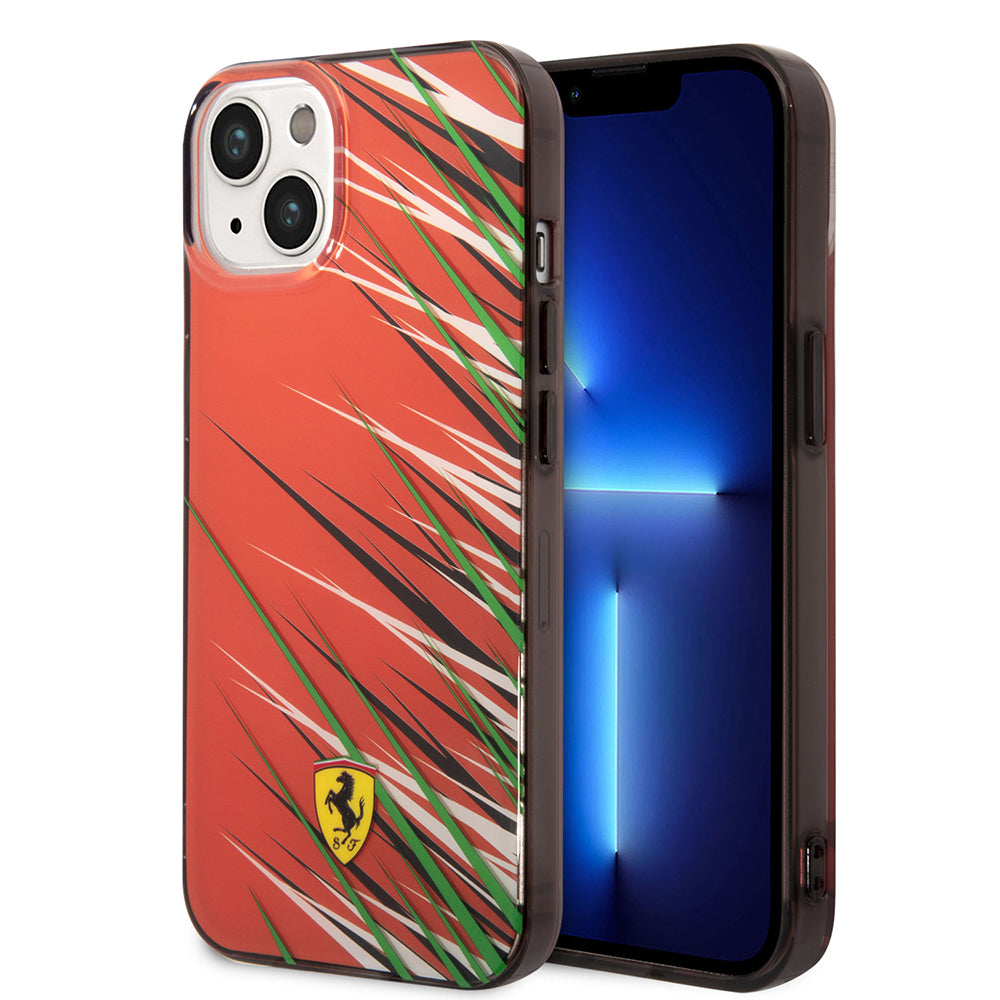 Ferrari iPhone 14 Orjinal Lisanslı Baskı Logolu Çimen Desenli Telefon Kılıfı