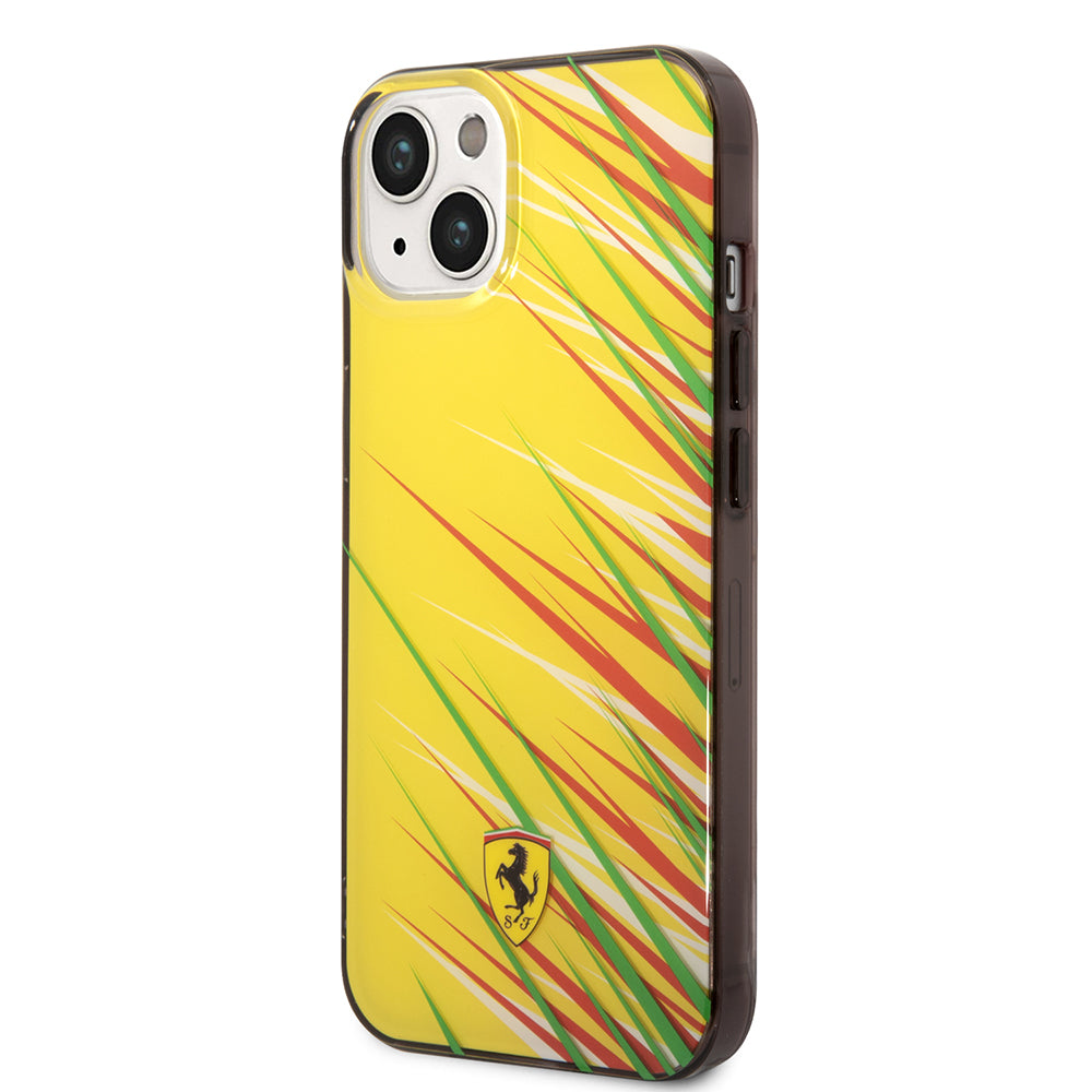 Ferrari iPhone 14 Orjinal Lisanslı Baskı Logolu Çimen Desenli Telefon Kılıfı