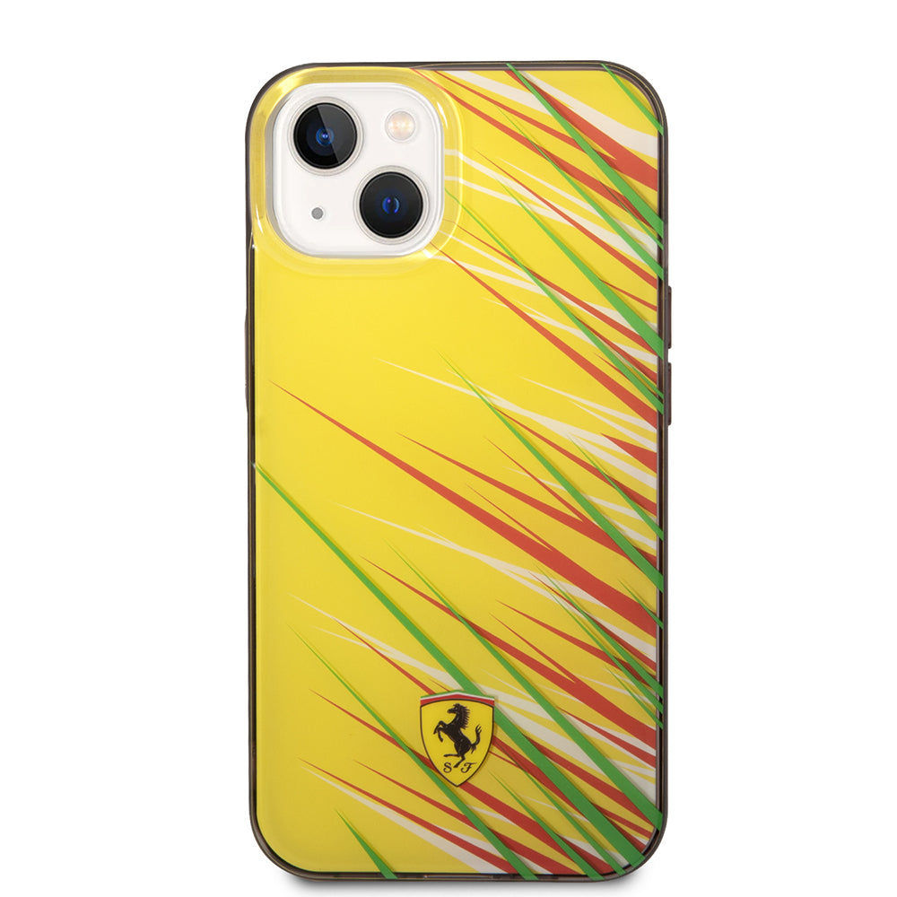 Ferrari iPhone 14 Orjinal Lisanslı Baskı Logolu Çimen Desenli Telefon Kılıfı