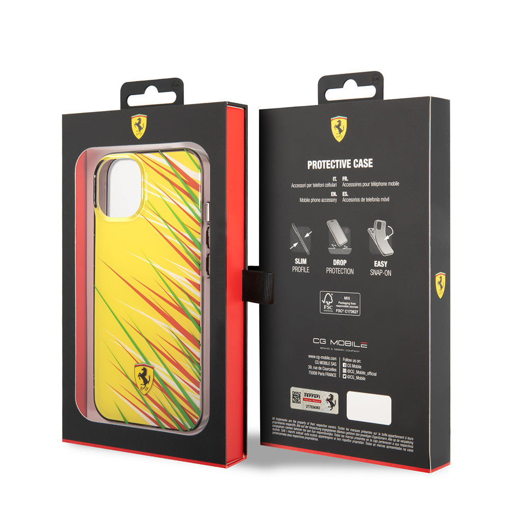 Ferrari iPhone 14 Orjinal Lisanslı Baskı Logolu Çimen Desenli Telefon Kılıfı