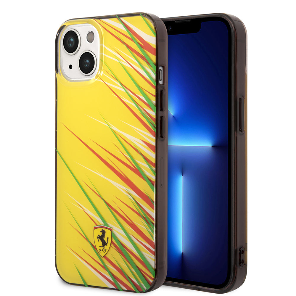 Ferrari iPhone 14 Orjinal Lisanslı Baskı Logolu Çimen Desenli Telefon Kılıfı